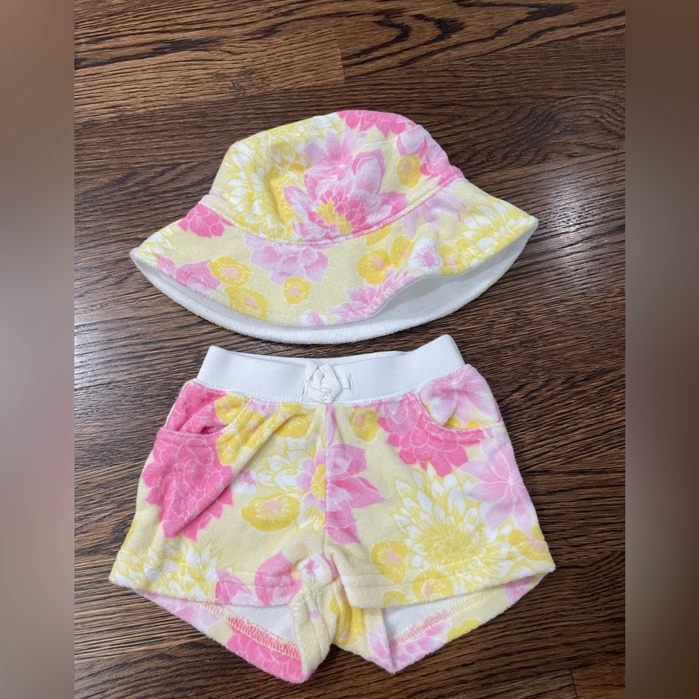 Janie and Jack terry cloth shorts with matching hat